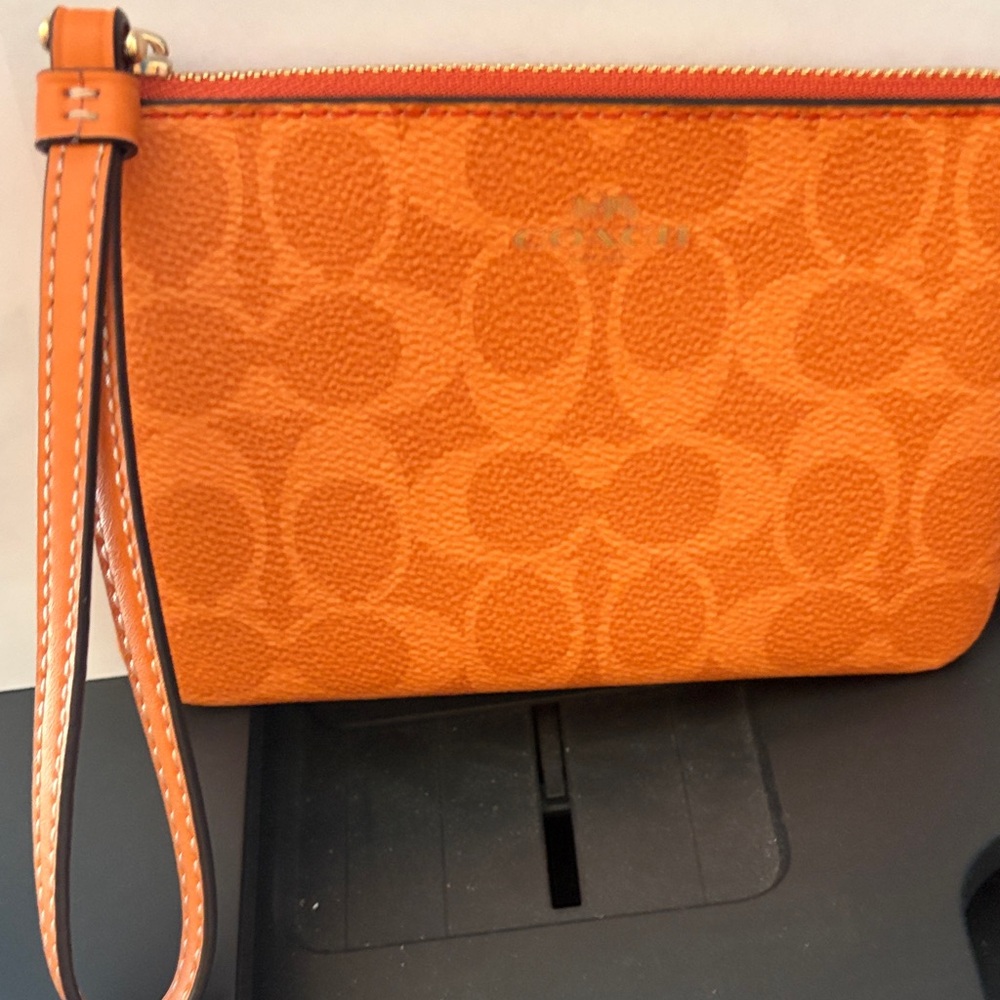 Coach Vibrant Orange Wristlet